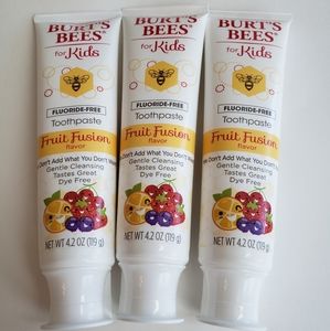 3 Burt's Bees for Kids Fruit Fusion Toothpaste New